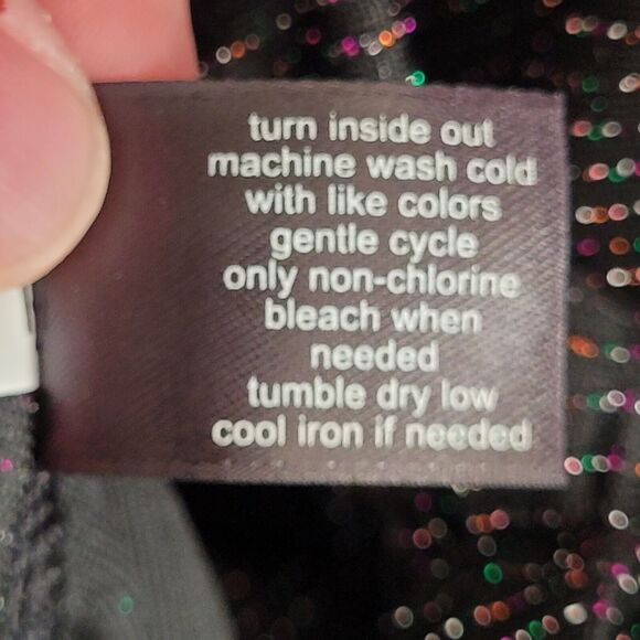 Lane Bryant Womens Blouse Size 14 16 Black Rainbow Sparkle Stripes Tie Front NWT - Picture 8 of 12